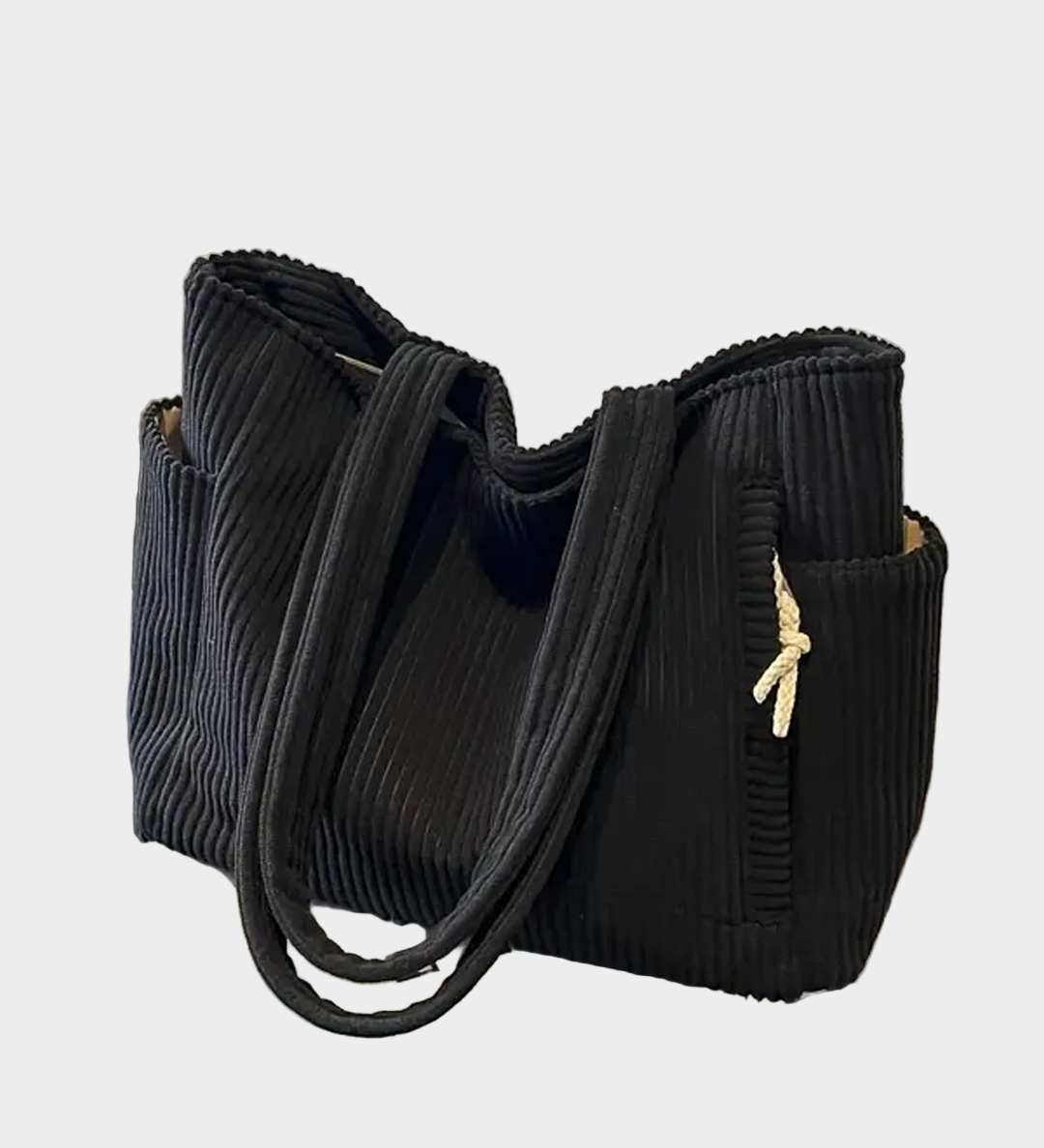 Olívia | Praktikus Bordázott Textiltáska Oldalsó Zsebekkel