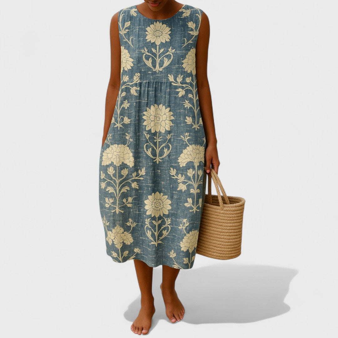 Alena - Elegáns Virágos Ruha