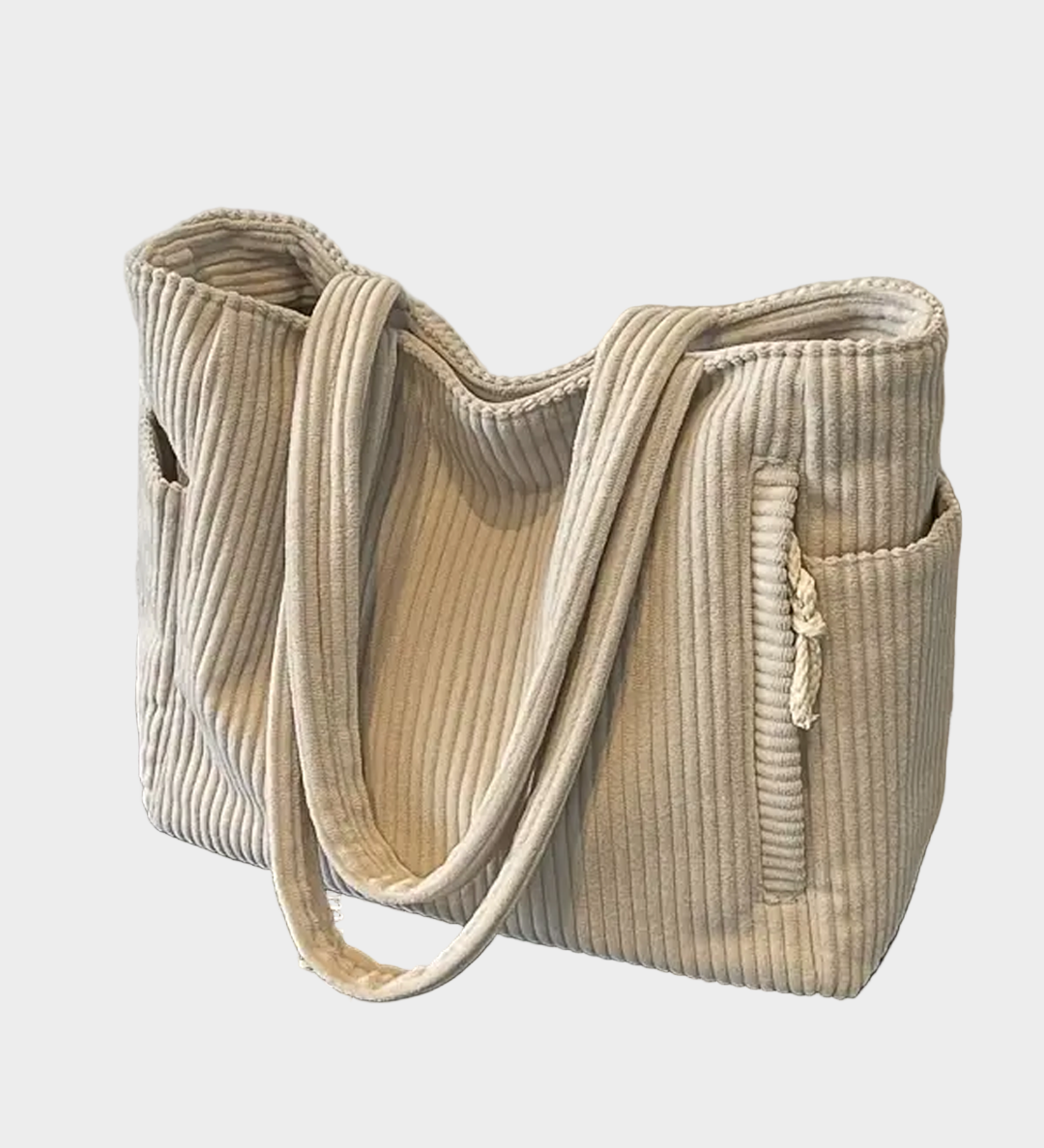 Olívia | Praktikus Bordázott Textiltáska Oldalsó Zsebekkel